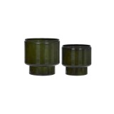 POT TWR DARK GREEN GLAZE OUTDOOR SET OF 2